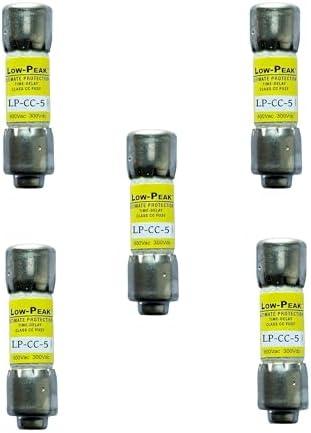 10-Pack New LP-CC-5 LP-CC-5A LP-CC 5A 600Vac Time Delay Fuse, LP-CC-5A Current Limiting, Motor Starting, Frequent Cycling,Class CC Rejection Cartridge Fuse