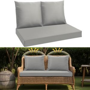 Patelai 5" x 46" x 26" Outdoor Loveseat Cushion Set of 3 for Patio Furniture Waterproof Weather & Fade Resistant Seat and Backrest Patio Cushion Cover for Bench Couch Pads Swing(Light Gray)