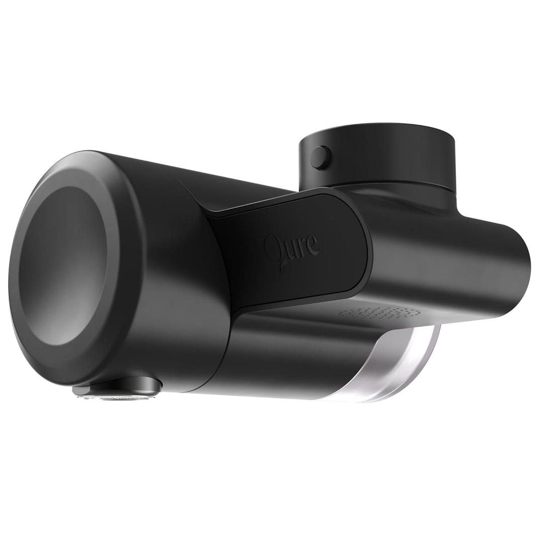 Qure Skincare Bathroom Sink Filter Water Faucet for Skin, Reduces 99% Chlorine and Heavy Metals, Skin Hydration in 4 Weeks, Reduces Build-Up, Balances pH, Softer Skin & Hair - Black