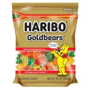 HARIBO Gummi Candy, Original Goldbears, 10 oz. Stand Up Bag (Pack of 8) (EXP 01/31/27)