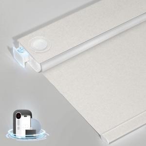 Smart Motorized Blinds with Remote, Cordless No-Drill Automatic Roller Shades, Blackout Electric Blind for Windows, Linen Stone, 30 x 64