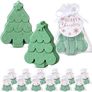 Loopeer 24 Pcs Christmas Bath Bombs Gift Set with Gift Tags and Organza Bag for Fun Holiday Stocking Stuffer Party Favors for Family Bathroom(Christmas Tree)