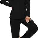 LUBOT 2026 Bamboo Viscose Pajamas Women Sets Pjs Soft Breathable 2 Piece V Neck Short/Long Sleeve Pants Sleepwear S-4XL (Black, S)