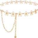 Women's Waist Chain Flower Metal Belt for Dresses Jeans