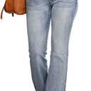Bootcut Jeans for Women Mid Waisted Wide Leg Denim Pants Casual Curvy Stretch Flare Jeans Trendy (Small, Light Blue)
