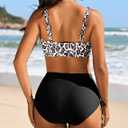 Arolina Womens High Waisted Bikini Sets V Neck Twist Front Two Piece Swimsuit Adjustable Tie Side Bathing Suit (Brown, XL)