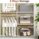 Large Storage Baskets with Clear Window, See Through Closet Organizer with PU Handles, Linen Foldable Storage Bins for Organizing Clothes, Toys, Books (Gray) (Large-14.9"x9.8"x9.8")