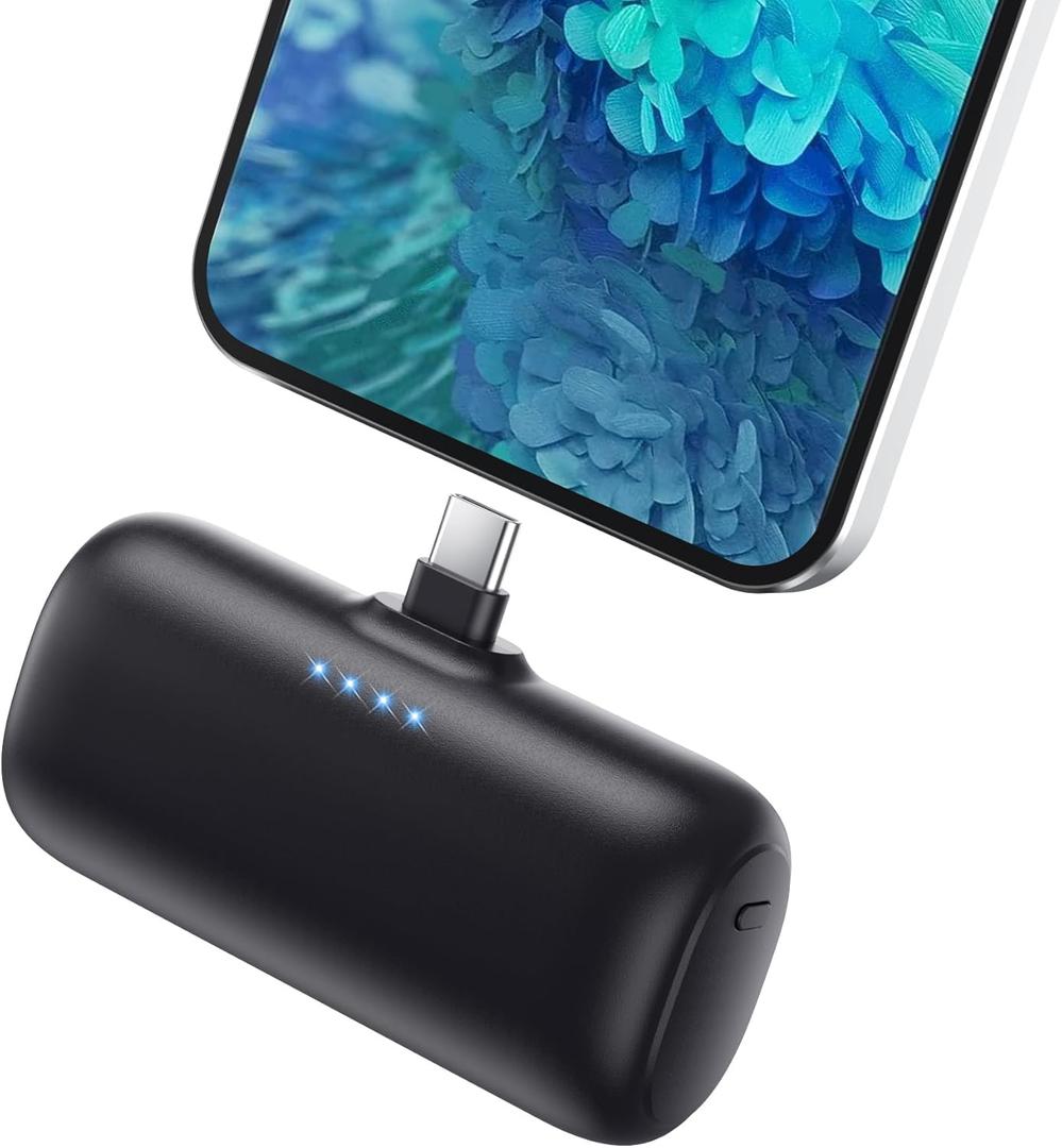 Mini Portable Charger for iPhone 16/15, 5200mAh 3A PD USB C Power Bank Cell Phone Fast Charging, Ultra-Compact Battery Pack for iPhone 16/15/15 plus/15 pro/15 pro Max/Android/Samsung/Moto/LG, iPad etc.