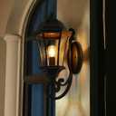19.5in Large Outdoor Wall Light Fixture for Porch, Bronze Aluminum Exterior Door Lantern Light with Wall Mount Outside Wall Sconce with Clear Seeded Glass