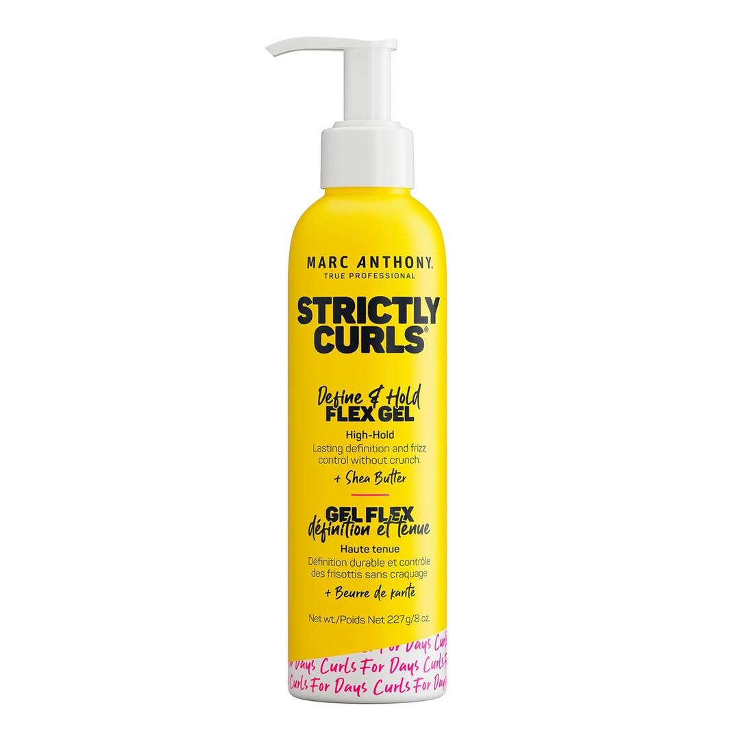 Marc Anthony Hair Styling Gel for Curly Hair, Strictly Curls - Long Lasting Strong Hold Curl Defining Hair Gel for Medium & Coarse Curls - Added Shine & No Flaking - Hair Products Reduces Frizz (8 Ounce (Pack of 1))
