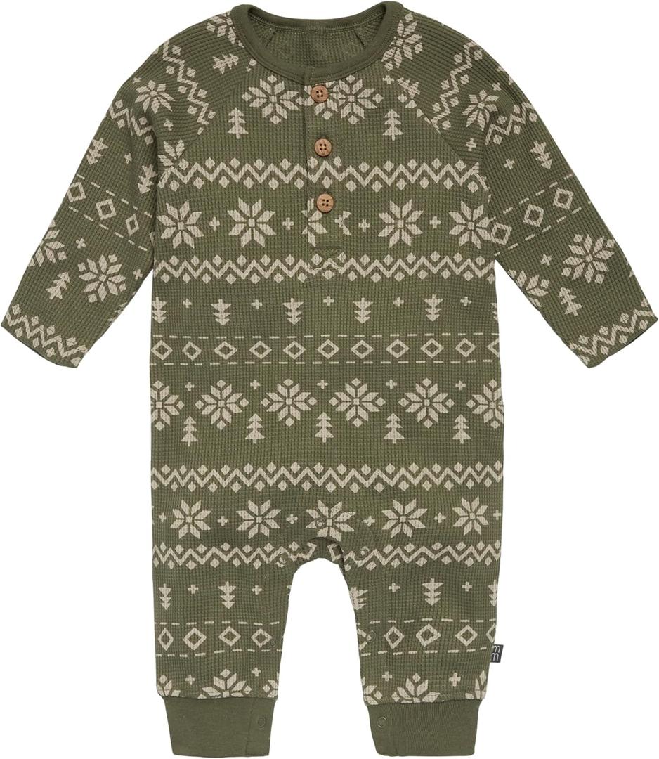 Modern Moments by Gerber Baby Henley Waffle-Knit Romper, 3-6 months