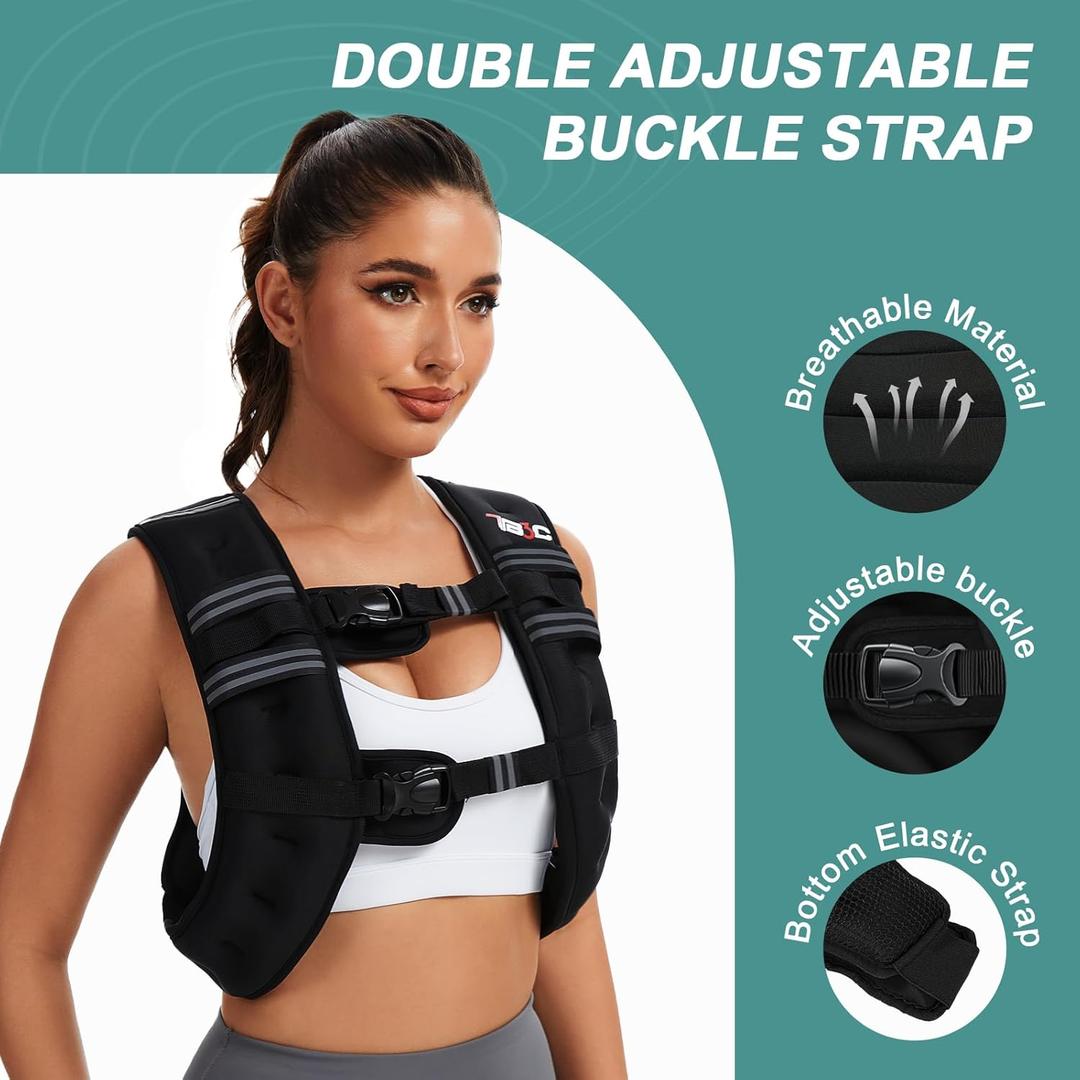 Weighted Vest Women, 12lbs Weight Vest with Reflective Stripe, Body Weight Vests Adjustable for Workout, Strength Training, Running, Walking, Jogging