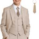 Boys Suits Wedding Ring Bearer Outfits Kids Dress Clothes Easter Prom Formal Tuxedo Suit Set with Bowtie, Tie, 7Y
