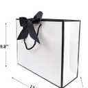 TKSBAG 12PCS Gift Bags Medium Size with Handles, 12.5 x 9.8 x 4.3 In White Black Thank You Bags with Bow Ribbon for Wedding, Birthday, bridesmaid, Groomsmen, Party Favors, Fathers' Day, 1 Count