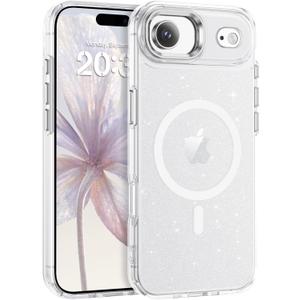 BENTOBEN Magnetic for iPhone Air Case,Clear Sparkly Glitter Phone Case [Compatible with MagSafe] Shockproof Cute Anti-Slip Anti-Yellow Women Girl Protective Cover for iPhone Air 6.5",Clear