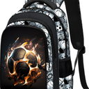 Boys Rolling Backpack for Kids - Soccer Kids Rolling Backpack with Wheels for Elementary Middle School Students - Sport Roller School Bookbag Aged 6-18, Wheeled Travel Bag Large Capacity