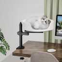 Cat Bed for Desk Elevated House Over Desk Keeps Kitten Close and Workspace Clear Cat Box with Pet Cushions (45 Rotating Rod)
