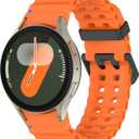 Silicone Band Compatible with Samsung Galaxy Watch Ultra 47mm (2024/2025), Breathable Silicone Band for Galaxy Watch 7 6 5 4 44mm 40mm / 6 Classic 43mm 47mm / 5 Pro 45mm / 4 Classic 46mm 42mm (Orange1)