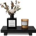 zoocatia Small Wood Tray Pedestal Stand Farmhouse Bathroom Decor Decorative Wooden Riser Kitchen Soap Dish Holder for Vanity, Counter, Sink, 9" x 5.9" - Black