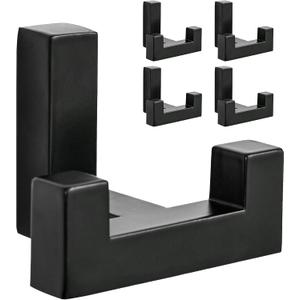 5 Pack Heavy Duty Double Claw Coat Hook Wall Mount with Screw Retro Double Coat Hook Utility Hook for Coats, Scarves, Bags, Towels, Keys, Hats, Mugs, Hats (Black)