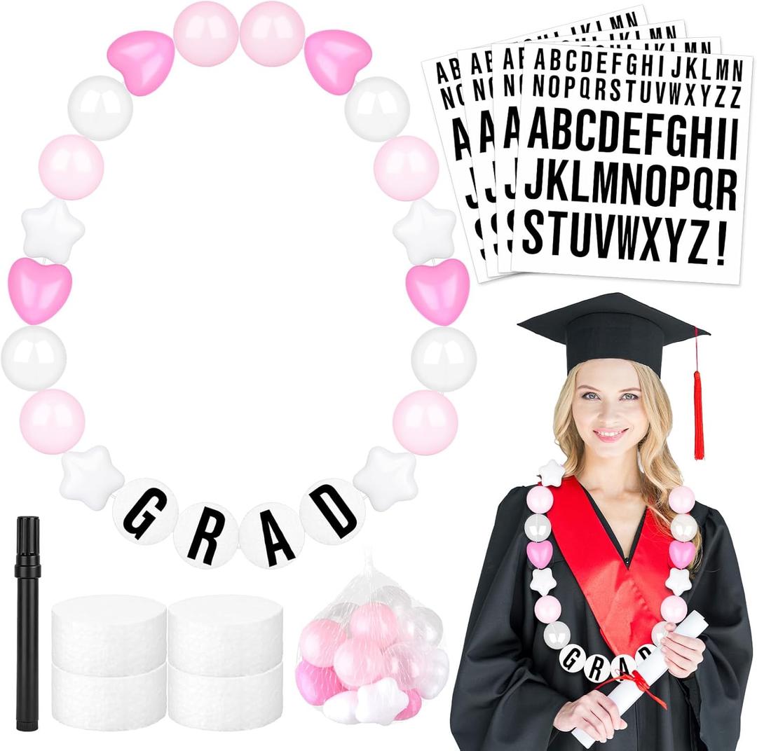 Gosodeny DIY Graduation Leis Colorful Friendship Necklace Graduation Leis Class of 2026 Oversized Bracelet for Women Graduation Party Accessories Decor Supplies (Pink)