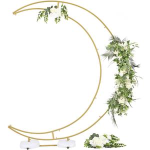 Vincidern 6.9ft Moon Arch, Wedding Arch Backdrop Stand, Metal Crescent Moon Backdrop Stand for Wedding, Baby Shower, Bridal Shower, Birthday Party Backdrop Decoration (Gold)