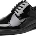 DECARSDZ Mens Classic Formal Oxford Lace-up Patent Leather Shoe for Men Wedding Suit Tuxedo Dress Shoes, Black US 9.5