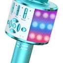 Amazmic Kids Karaoke Microphone Machine Toys for Girls Bluetooth Microphone with LED Light, Christmas Birthday Gift for Girls Boys 3 4 5 6 7 8 9 10 11 12 Year Old Kids Toys(Blue)
