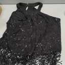 Aupuls Fringe Country Concert Outfits for Women Halter Sequin Disco Tops Sexy Party Top Black, X-Large