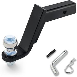 AC-DK Adjustable Heavy-Duty Trailer Hitch Tri-Ball Mount with Locks&Pin&Rotatable Tow Shackle, Fits 2-in Receiver, 4-1/2" Rise/Drop, 1-7/8" & 2" &2-5/16" Ball, 10000LBS GTW