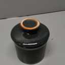 Pottery Butter Crock with Lid, Ceramic Butter Dish with Water Line, Countertop Butter Keeper, Butter Holder for Countertop, Greenish Brown