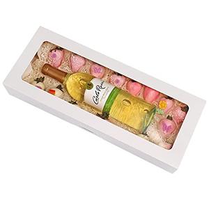 RIFMEAE 12-Pack 16" x 6.5" x 2.5" Cookie Boxes with Window, White Bakery Boxes, Strawberry boxes, Long Treat Boxes for Strawberries and Pastries