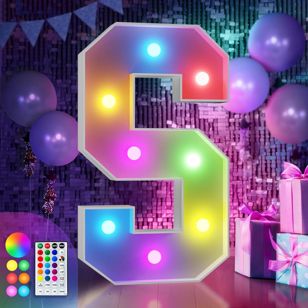 imprsv 3FT Colorful Marquee Letters S, 18 Colors Large Light up Letters Alphabet Sign with Remote, Big Marry Me Sign, Birthday Party Decorations Anniversary Wedding Decoration