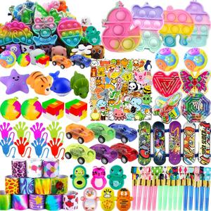 118 Pcs Party Favors for Kids, Pop Fidget Treasure Box Toys for Classroom, Prizes for Kids Classroom, Goodie Bag Stuffers, Pinata Stuffers Filler, Carnival Prizes Birthday Return Gifts for Ages 4-8-12