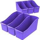 Storex Large Book Bin, 14.3 x 5.3 x 7", Mauve, Case of 6 (71192U06C)