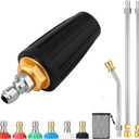 Turbo Nozzle Pressure Washer, 4000PSI Nozzles with Extension Wand & 6PCS Spray Tips 360 Rotating Pressure Washer Turbo Nozzle for Garden Gutter Car Washing(4.0GPM)