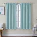 Simplebrand Ava Aqua Short Blackout Curtains for Bedroom 54 Inches Long 2 Panels Set, Solid Thermal Insulated, Energy Saving Window Treatment Curtains Blackout Drapes, W40 x L54 Inch, Aqua