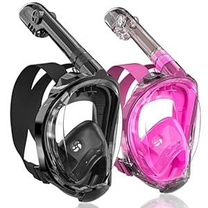 QingSong Full Face Snorkel Mask for Adults & Kids, Snorkeling Gear with Camera Mount, Foldable 180 Degree Panoramic View Snorkeling Set Anti-Fog Anti-Leak L/XL QingSong Full Face Snorkel Mask for Adults & Kids, Snorkeling Gear with Camera Mount, Foldable 180 Degree Panoramic View Snorkeling Set Anti-Fog Anti-Leak L/XL