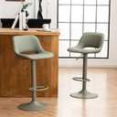 YOUNIKE Bar Stools Set of 2 Modern Swivel Barstools, Adjustable Counter Height Bar Stools Faux Leather Upholstered Counter Stools with Hollow Back for Kitchen Island, All Olive Green, Large