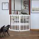 ZJSF Freestanding Indoor Dog Gate for House Foldable Wood White Puppy Gate for Doorways Pet Gate for Stairs Extra Wide Pet Fence 32" Height 2 Panels (2 Panels40''W x 32''H)