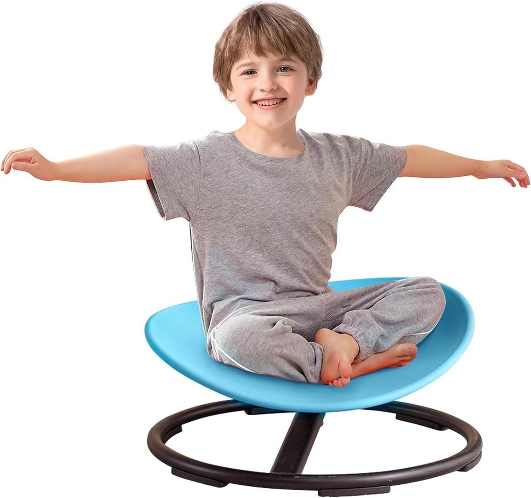 Kids Sensory Spinning Chair for Autism Ages 3+, Sit and Spin Swivel Chair for Kids with ADHD, Sensory Chairs for Autistic Children, Sensory Toys for Motion Sickness Relief, Balance Training (Blue)