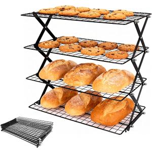 4 Tier Collapsible Cooling Rack for Baking, Cookie Baking Gadgets, Adjustable  Stackable Stainless Steel Baking Rack for Baking, Cookies, Bread, Gifts for Baking Must Haves