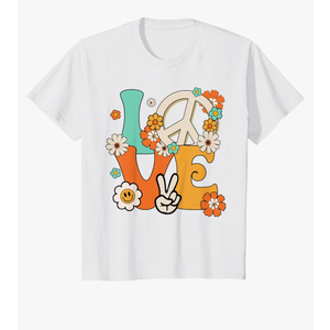 Peace Sign Love T Shirt 60s 70s Tie Dye Hippie Costume T-Shirt XS