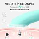 PRITECH Silicone Face Scrubber, Rechargeable Facial Cleansing Brush with Heat Massage End, Vibrating Exfoliator Scrubber for Deep Cleaning, Waterproof Face Brush for Women and Men (Green)