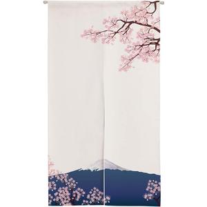 Ofat Home Japanese Doorway Curtain Noren Cherry Blossom Sakura and Mount Fuji Artistic Painting Tapestry for Wall Hanging Home Decor, 33.5"x 59"