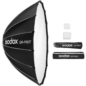 Godox QR-P150T 150cm/59in Quick Release Parabolic Softbox Professional Foldable Softbox with Standard Bowen Mount & Diffusers for Photography Studio Photography Portrait Live Stream