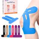 IEADEN Precut Kinesiology Tape for Knees, 10 Pcs - Knee Support & Stability, Knee Pain Relief Athletic Tape - Waterproof & Elastic, Breathable Hypoallergenic Latex-Free Tape, Blue