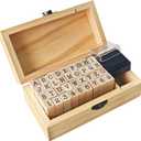 36 Pcs Wooden Rubber Number Alphabet Stamps,Rubber Vintage Letter Stamps Kit,Stamper Seal Set with Wooden Box for Crafting,Scrapbooking,Journaling,Card Making