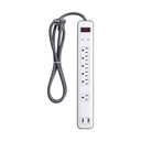 Regleta supresora 6 tomas + 2 USB 1800 J blanca