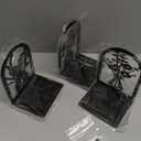 3 Pairs Metal Book Ends, Flower Bookends for Shelves Decorative, Book Stopper for Heavy Books, Ends to Hold Books for Home Office